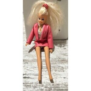 Vintage Totsy Toys Doll 1987 Pink Faux Barbie Outfit Earring Holes Crimp Hair